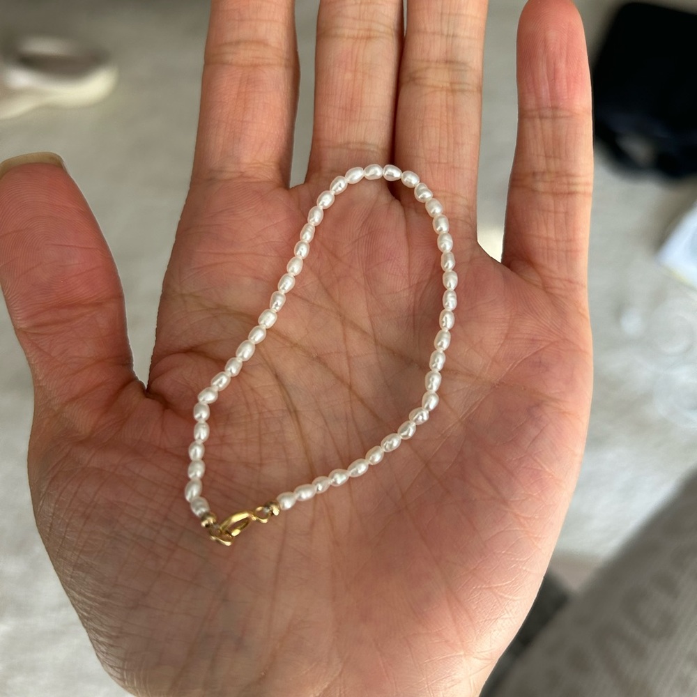 Dainty water pearl bracelet with 14k gold filled clasp